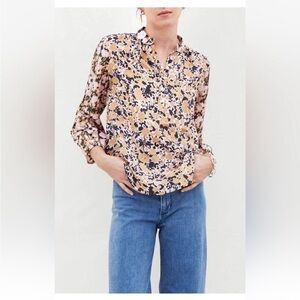 Apiece Apart Blouse Core Bravo Long Sleeve in Especia Floral Pink